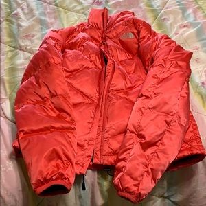 Coral The North Face Puffer Coat
